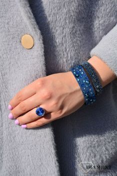 Bransoletka damska Swarovski granatowy kryszta. Bransoletka wykonana z czarnej Alcantary® oraz ekskluzywnych kryształów Swarovski® crystals  (1).JPG